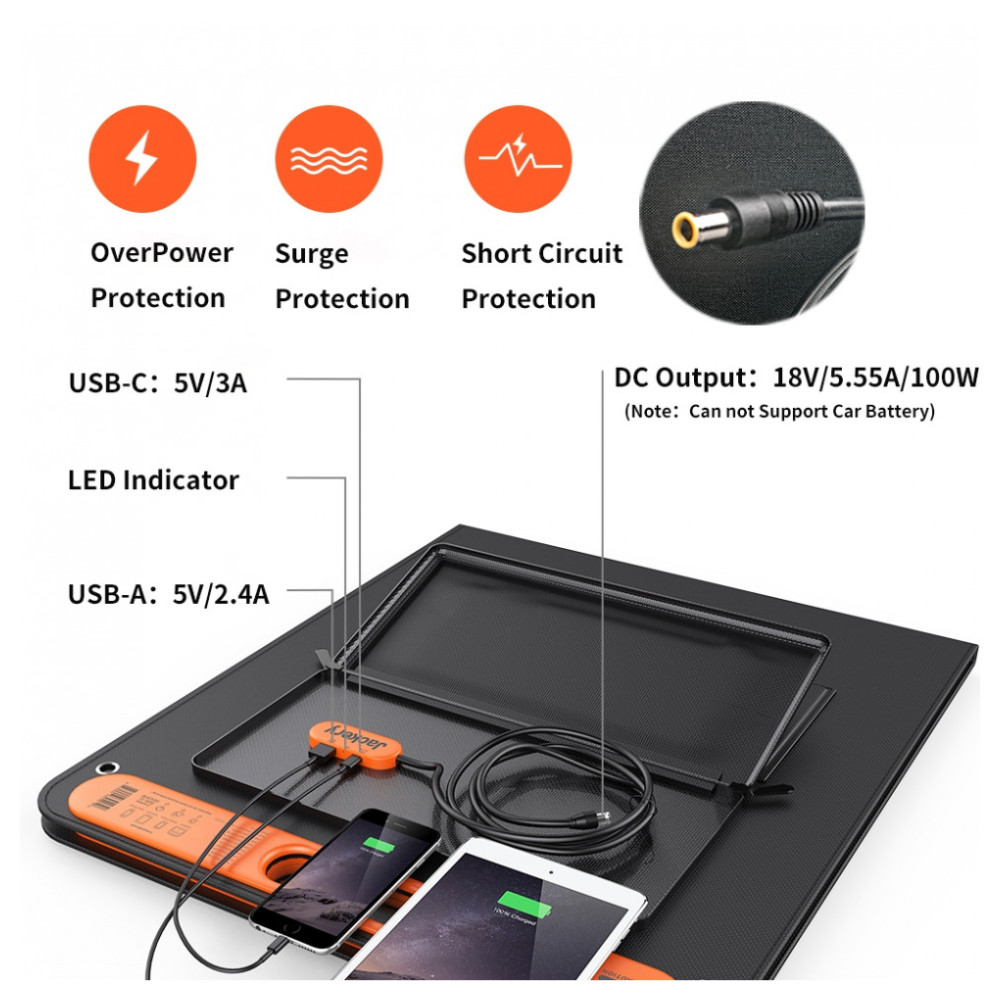 Painel Solar Jackery SolarSaga 100W Resistente a Água IP65