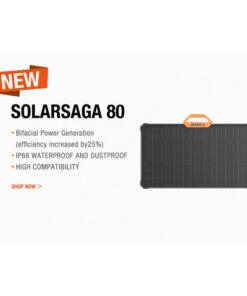 Painel Solar Jackery SolarSaga 80W a Prova dÁgua e Poeira IP68, 22V