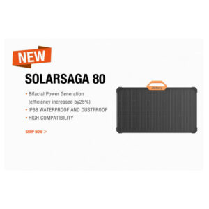 Painel Solar Jackery SolarSaga 80W a Prova dÁgua e Poeira IP68, 22V