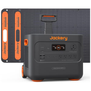 Kit Gerador de Energia Portátil Solar 2000 Plus 3000W e 2 Paneis Solares 200W, Jackery, 110V Preto e Laranja