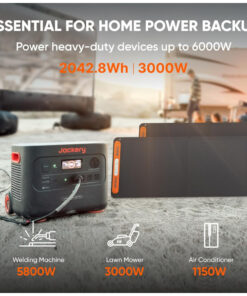 Kit Gerador de Energia Portátil Solar 2000 Plus 3000W e 2 Paneis Solares 200W, Jackery, 110V Preto e Laranja