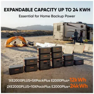 Kit Gerador de Energia Portátil Solar 2000 Plus 3000W e 2 Paneis Solares 200W, Jackery, 110V Preto e Laranja