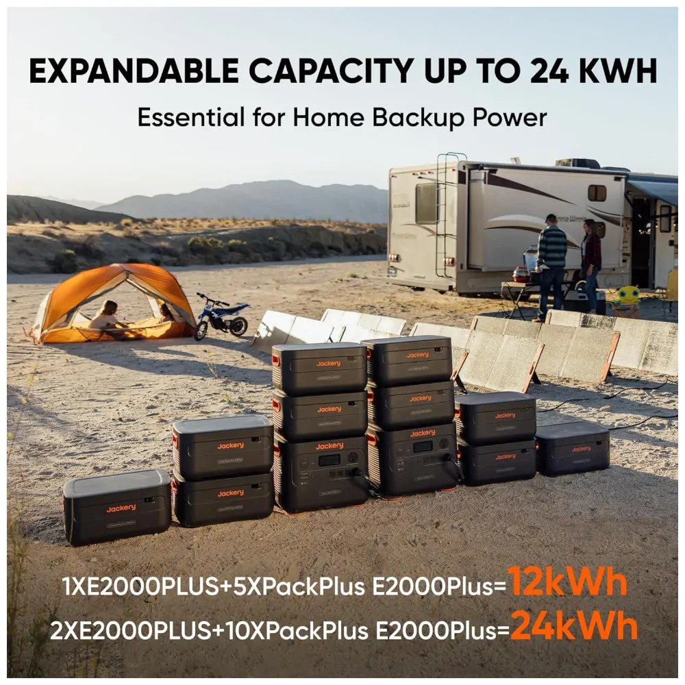 Kit Gerador de Energia Portátil Solar 2000 Plus 3000W e 2 Paneis Solares 200W, Jackery, 110V Preto e Laranja