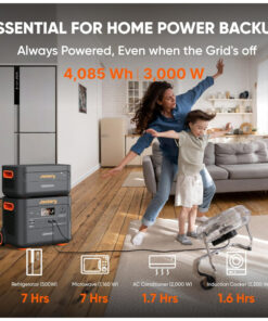 Kit de Energia Portátil Explorer 4000 com Gerador Solar Portátil E2000 Plus e Bateria Extra LiFePO4 de 4085 Wh, 110V 3000W, Jackery