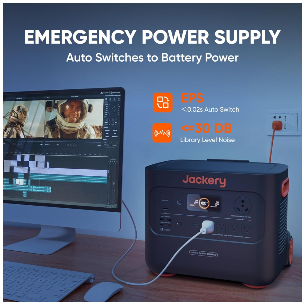 Kit de Energia Portátil Explorer 4000 com Gerador Solar Portátil E2000 Plus e Bateria Extra LiFePO4 de 4085 Wh, 110V 3000W, Jackery