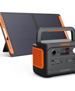 Kit Gerador de Energia Solar Portátil 300 Plus com Painel Solar SolarSaga 100W e Bateria de 288Wh LiFePO4, 110V, Jackery, Preto e Laranja