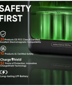 Kit Gerador de Energia Solar Portátil 300 Plus com Painel Solar SolarSaga 100W e Bateria de 288Wh LiFePO4, 110V, Jackery, Preto e Laranja