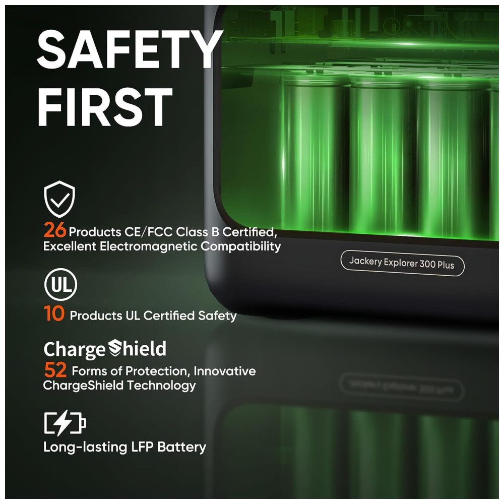 Kit Gerador de Energia Solar Portátil 300 Plus com Painel Solar SolarSaga 100W e Bateria de 288Wh LiFePO4, 110V, Jackery, Preto e Laranja