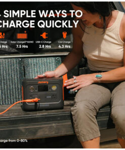 Kit Gerador de Energia Solar Portátil 300 Plus com Painel Solar SolarSaga 100W e Bateria de 288Wh LiFePO4, 110V, Jackery, Preto e Laranja