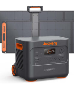 Kit Gerador de Energia Solar Portátil 3000 PRO 400W 110V com 2 Painéis Solares de 200W para Camping e Trailer, Jackery, Preto e Laranja