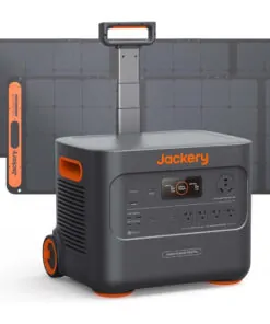 Kit Gerador de Energia Solar Portátil 3000 PRO 400W 110V com 2 Painéis Solares de 200W para Camping e Trailer, Jackery, Preto e Laranja