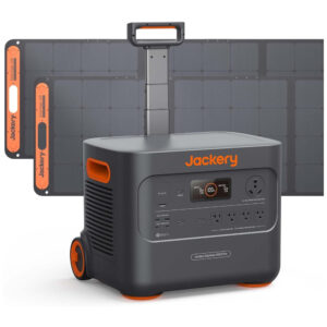 Kit Gerador de Energia Solar Portátil 3000 PRO 400W 110V com 2 Painéis Solares de 200W para Camping e Trailer, Jackery, Preto e Laranja