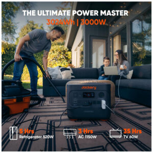 Kit Gerador de Energia Solar Portátil 3000 PRO 400W 110V com 2 Painéis Solares de 200W para Camping e Trailer, Jackery, Preto e Laranja