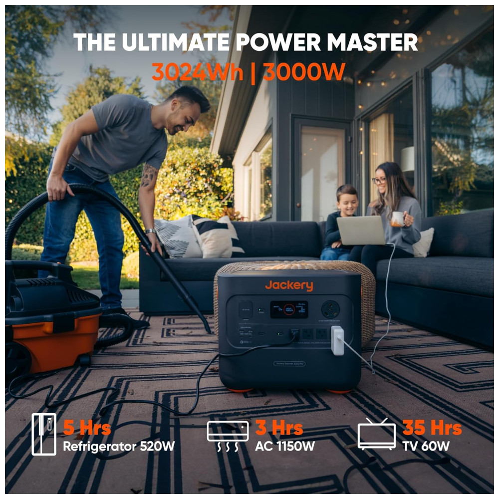 Kit Gerador de Energia Solar Portátil 3000 PRO 400W 110V com 2 Painéis Solares de 200W para Camping e Trailer, Jackery, Preto e Laranja