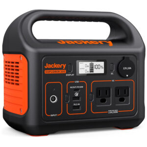 Gerador de Energia Solar Portátil Explorer 300 com Bateria de Lítio 293Wh e Saída AC de 110V, Jackery, Preto e Laranja