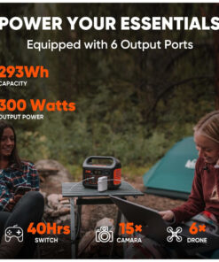 Gerador de Energia Solar Portátil Explorer 300 com Bateria de Lítio 293Wh e Saída AC de 110V, Jackery, Preto e Laranja