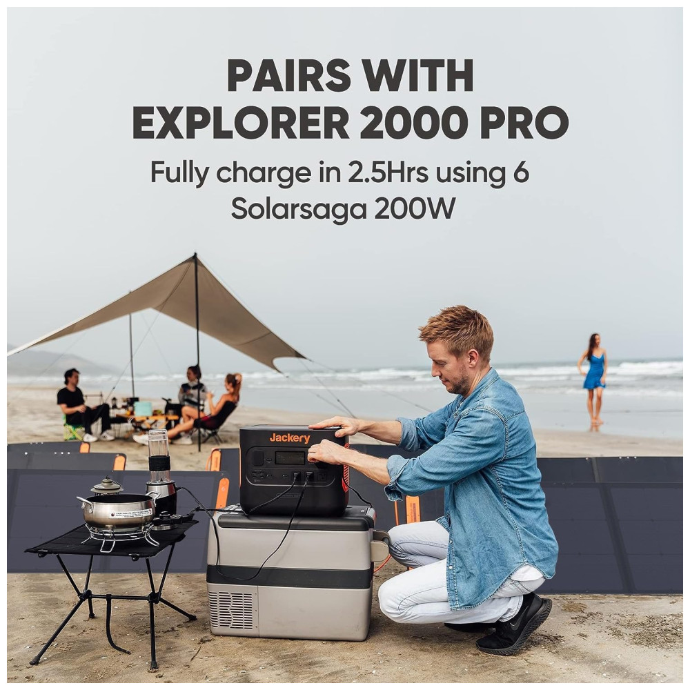 Painel Solar Portátil SolarSaga 200W para Estação de Energia Jackery Explorer