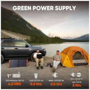 Gerador de Energia Solar Portátil Explorer 300 com e Bateria de Lítio de 293Wh e Painel Solar de 100W, 110V, Jackery, Preto e Laranja
