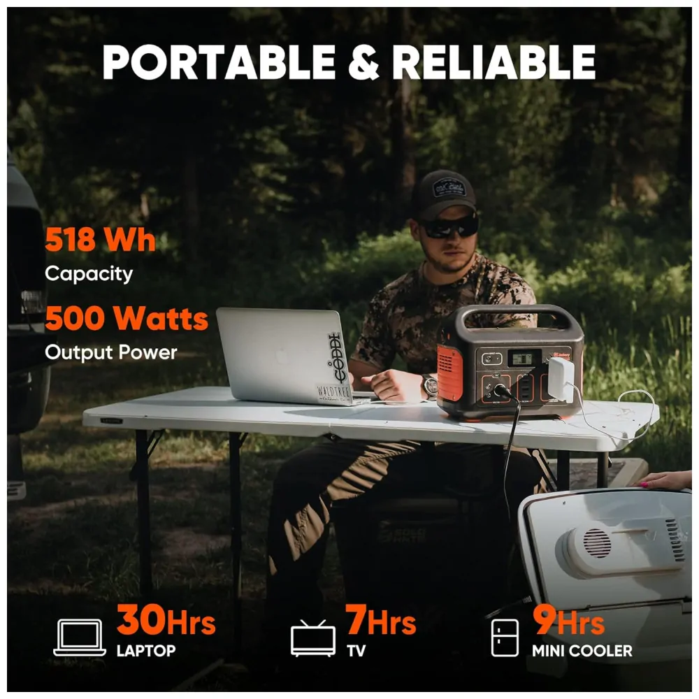 Jackery Explorer 500 Gerador Solar, 518Wh Viagem, Camping, Emergência