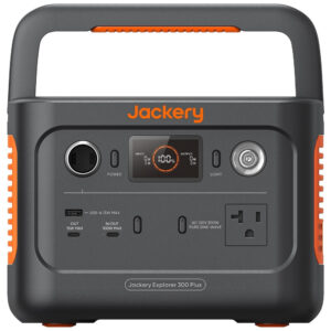 Gerador de Energia Solar Portátil Explorer 300 Plus com Bateria de 288Wh LiFePO4 e Tomada CA de 300W, 110V Jackery, Preto e Laranja