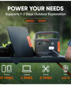 Gerador de Energia Solar Portátil Explorer 300 Plus com Bateria de 288Wh LiFePO4 e Tomada CA de 300W, 110V Jackery, Preto e Laranja