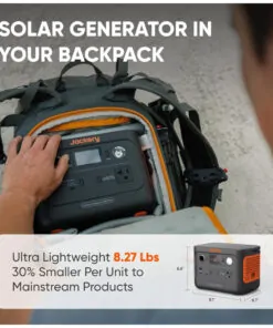 Gerador de Energia Solar Portátil Explorer 300 Plus com Bateria de 288Wh LiFePO4 e Tomada CA de 300W, 110V Jackery, Preto e Laranja