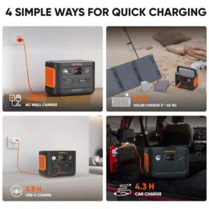 Gerador de Energia Solar Portátil Explorer 300 Plus com Bateria de 288Wh LiFePO4 e Tomada CA de 300W, 110V Jackery, Preto e Laranja