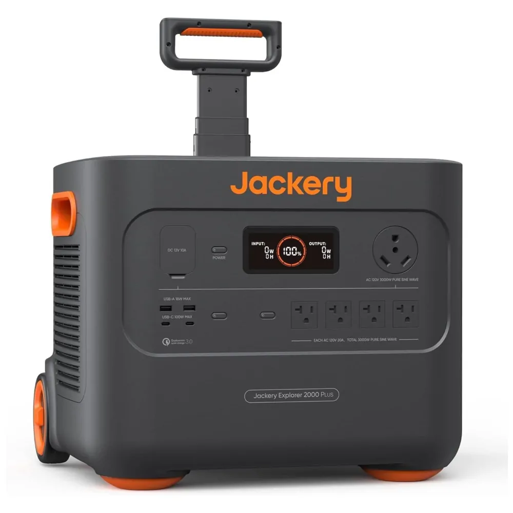 Gerador de Energia Solar Portátil com Bateria de 2.042 Wh e Saída de 3.000 W, 110V, Jackery Explorer 2000 Plus