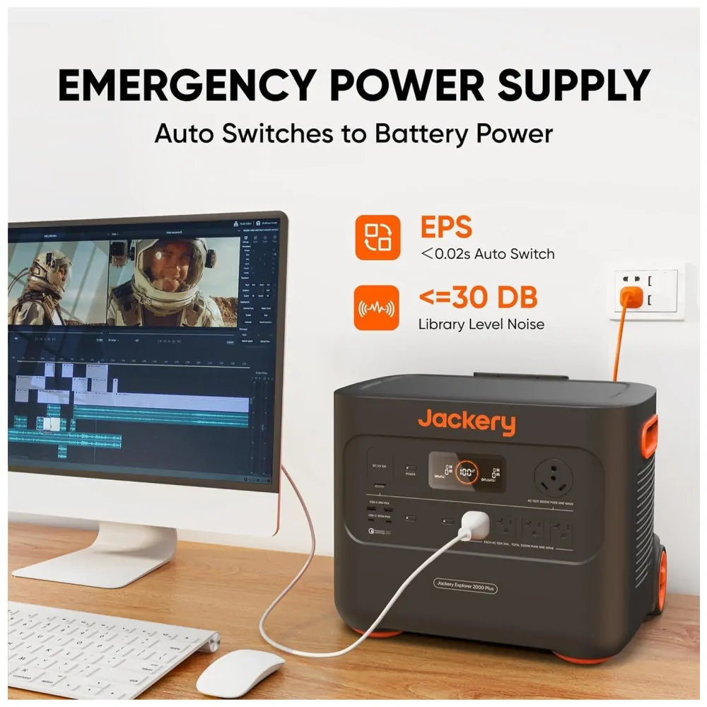 Gerador de Energia Solar Portátil com Bateria de 2.042 Wh e Saída de 3.000 W, 110V, Jackery Explorer 2000 Plus
