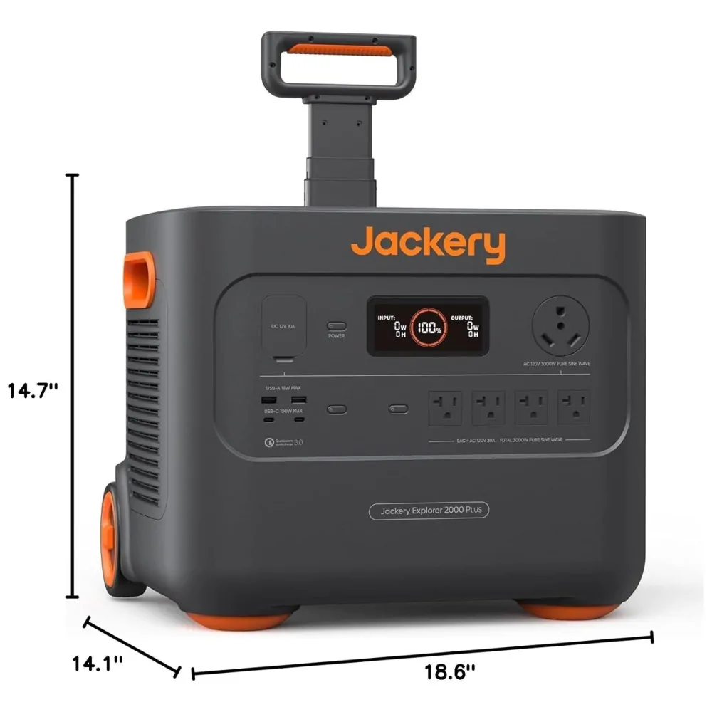 Gerador de Energia Solar Portátil com Bateria de 2.042 Wh e Saída de 3.000 W, 110V, Jackery Explorer 2000 Plus