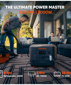 Gerador de Energia Solar Portátil Explorer 3000 Pro com Bateria de 3024Wh, 2 portas PD de 100W e 4 Tomadas AC 110V 3000W, Jackery, Preto e Laranja
