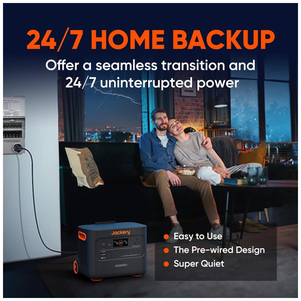 Kit Gerador de Energia Solar Explorer 3000 Pro com 2 Painéis Solares de 200W e Interruptor Manual de Transferência até 3kW, 110V, Jackery, Petro e Laranja