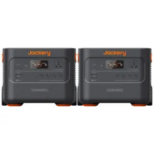 Kit 2 Geradores de Energia Solar Portáteis Explorer 2000 Plus, Bateria de 4085Wh, 3000W 110V, Jakery, Preto e Laranja