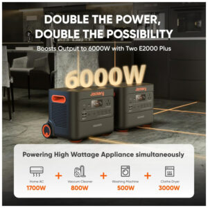 Kit 2 Geradores de Energia Solar Portáteis Explorer 2000 Plus, Bateria de 4085Wh, 3000W 110V, Jakery, Preto e Laranja