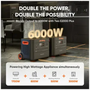 Kit 2 Geradores de Energia Solar Portáteis Explorer 2000 Plus, Bateria de 4085Wh, 3000W 110V, Jakery, Preto e Laranja