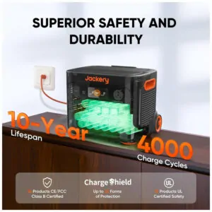 Kit 2 Geradores de Energia Solar Portáteis Explorer 2000 Plus, Bateria de 4085Wh, 3000W 110V, Jakery, Preto e Laranja
