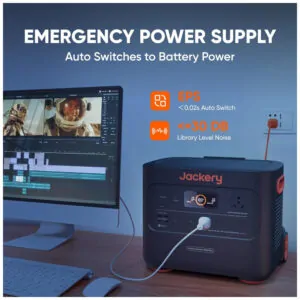 Kit 2 Geradores de Energia Solar Portáteis Explorer 2000 Plus, Bateria de 4085Wh, 3000W 110V, Jakery, Preto e Laranja