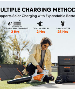 Kit 2 Geradores de Energia Solar Portáteis Explorer 2000 Plus, Bateria de 4085Wh, 3000W 110V, Jakery, Preto e Laranja