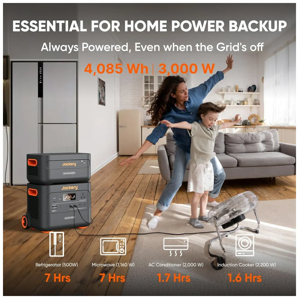 Kit Gerador de Energia Solar Explorer 2000 Plus com 2 Painel Solar 200W e Bateria Expansível 4085Wh, 110V, Jackery E2000 Plus, Preto e Laranja