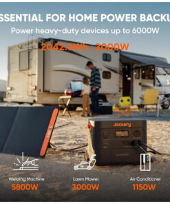 Kit Gerador de Energia Solar Portátil 2000 Plus com Bateria LiFePO4 de 2042Wh e 1 Painel Solar 100W 110V, Jackery, Preto e Laranja